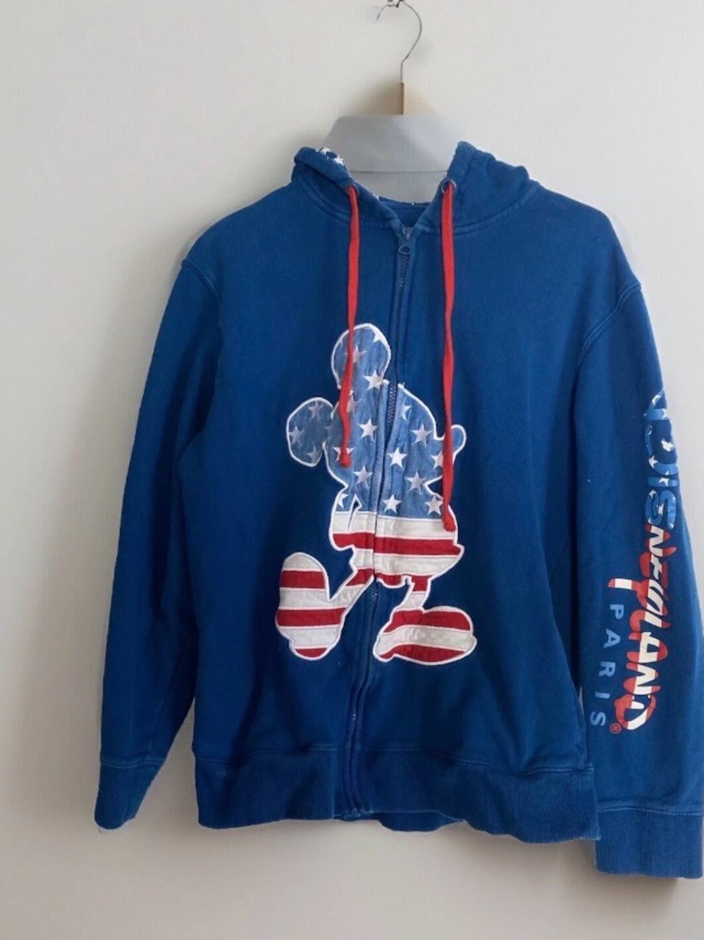 Disneyland Paris Blue Patriotic Mickey Mouse Sweatshirt Jacket XL J3